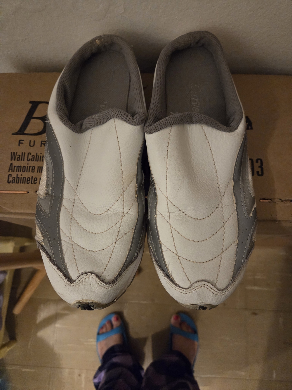 Women's Slip-On Athletic Sneakers in White and Gray